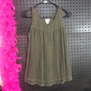 Army green tank top blouse